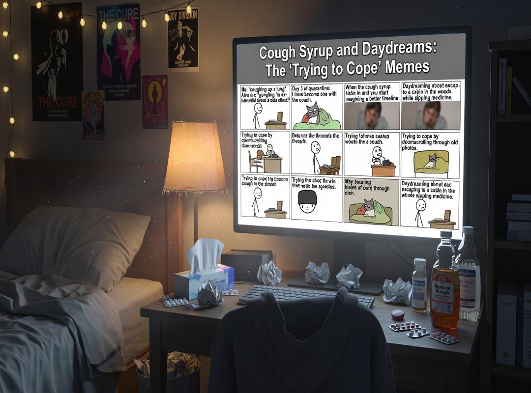 Cough Syrup and Daydreams: The 'Trying to Survive' Memes